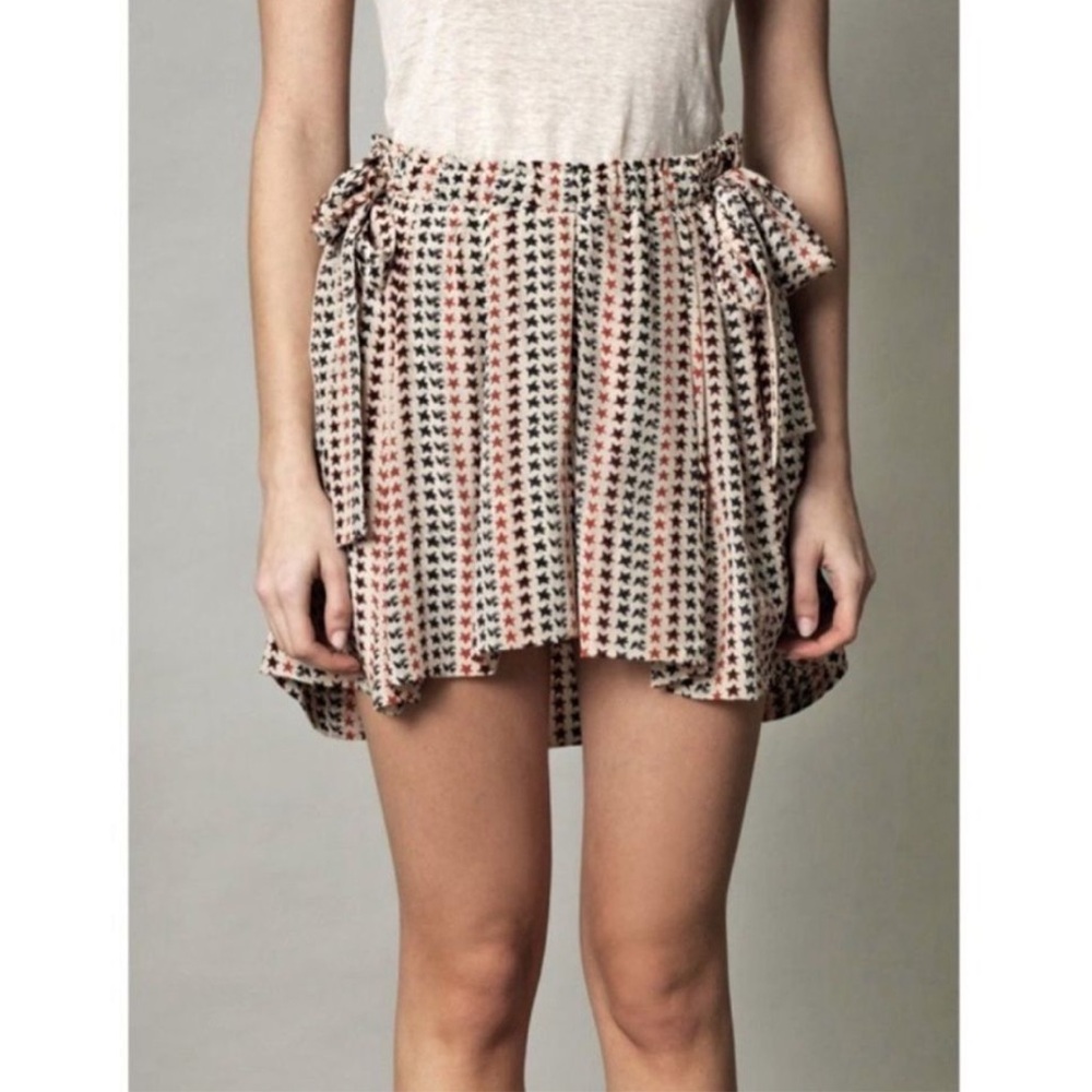 ISABEL MARANT ETOILE 100% silk Maya star bird print mini skirt 36